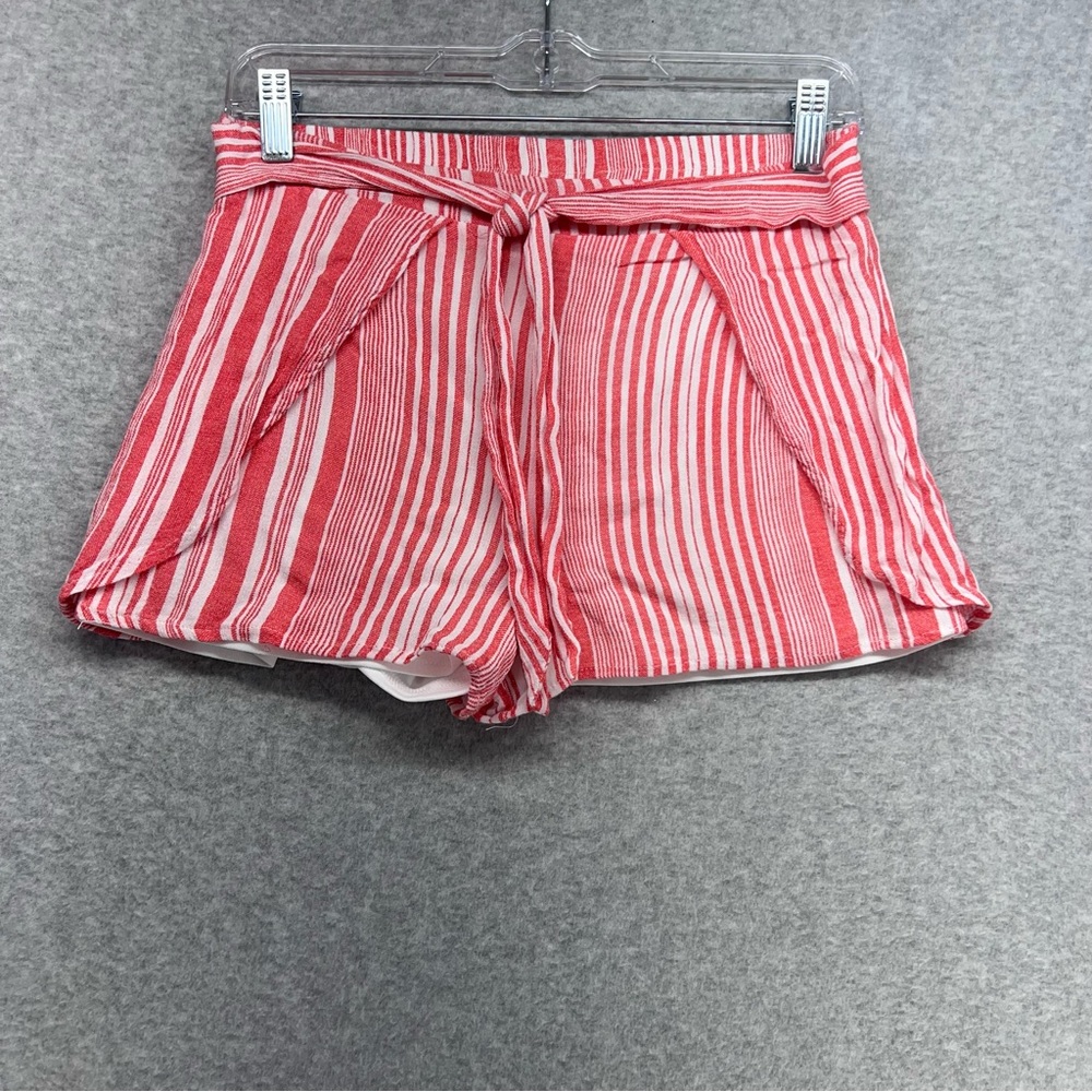 FAVLUX Striped High Waist Shorts in Red and White